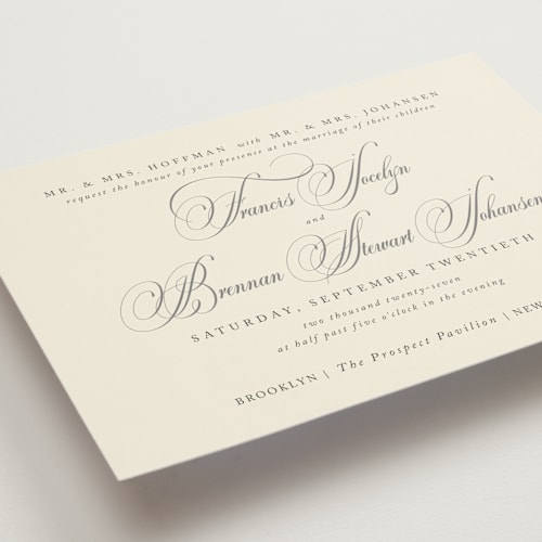 This is a oreo creme wedding invitations with standard by Design Lotus called wonderful tonight printing on signature in standard