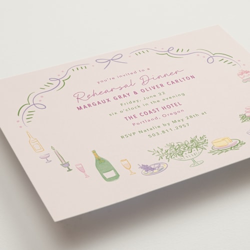 This is a grape rehearsal dinner invitations with standard by Elly called dining printing on signature in standard